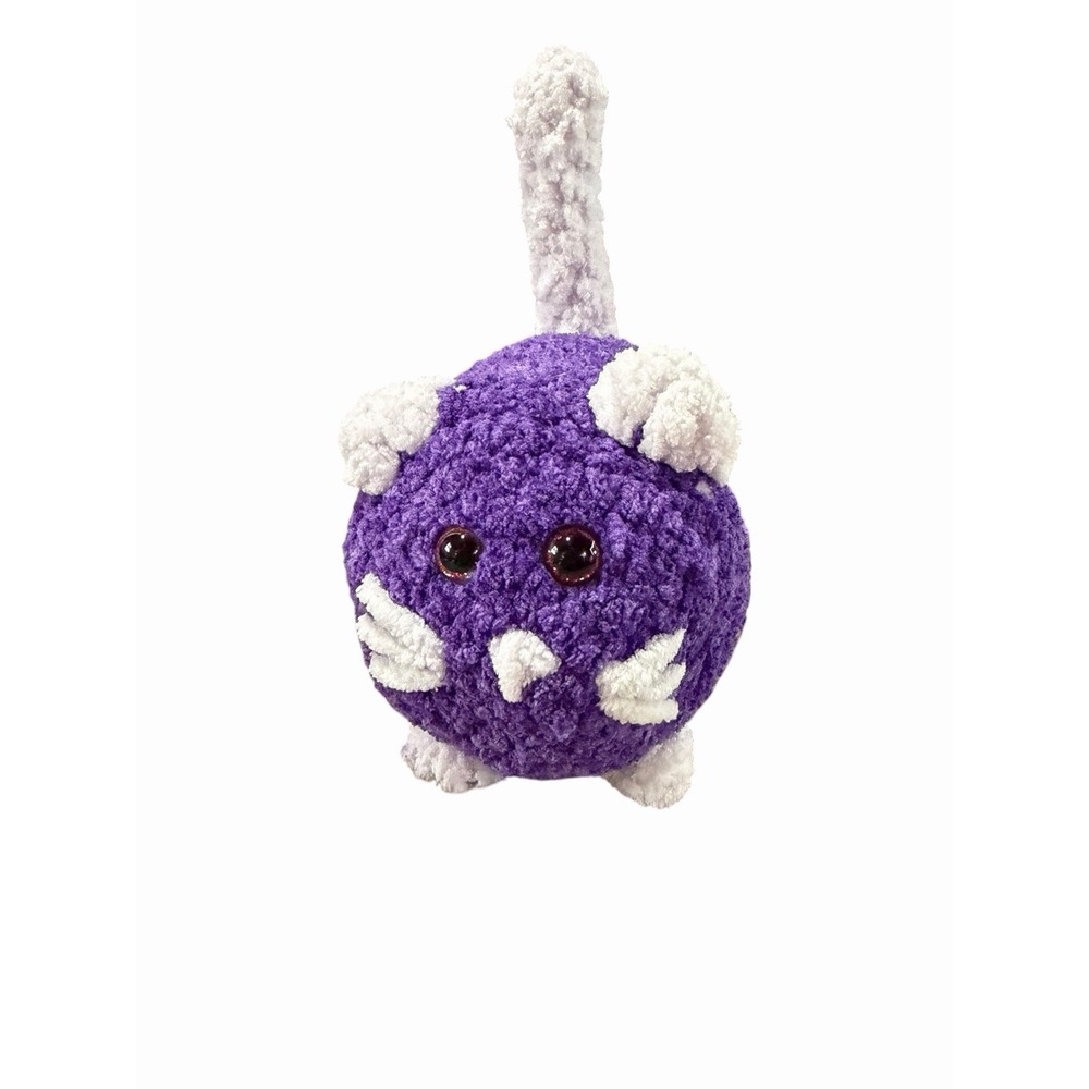 New Handmade Crochet Plushie Cat Kitten dark purple white